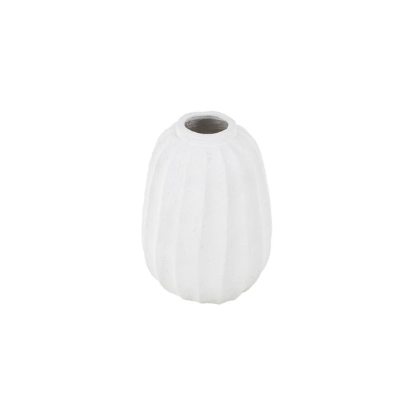 Jarrón Decorativo Blanco Alto con Relieve