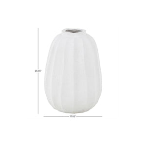 Jarrón Decorativo Blanco Alto con Relieve