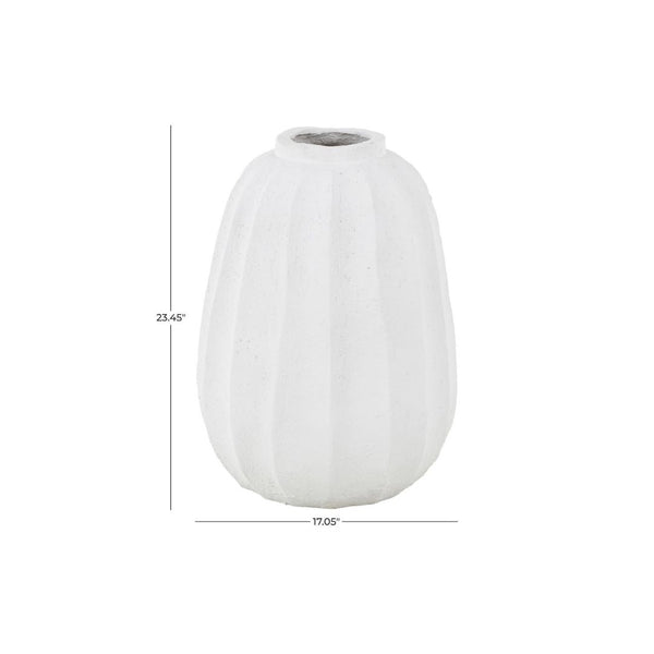 Jarrón Decorativo Blanco Alto con Relieve