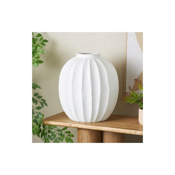 Jarrón Decorativo Blanco con Relieve