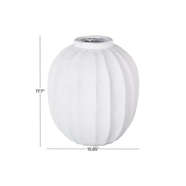 Jarrón Decorativo Blanco con Relieve