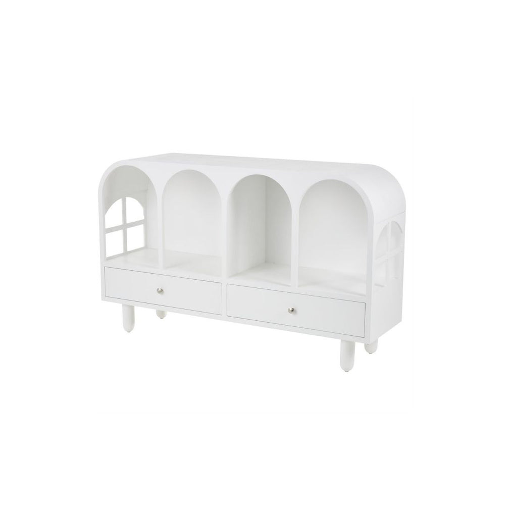 Consola Geométrica Blanca con 2 Cajones