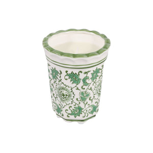 Vela aromática chinoiserie acanalada verde y blanco – 7 oz
