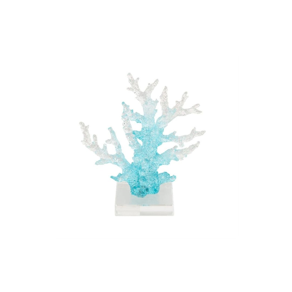 Escultura Decorativa de Coral en Vidrio Azul