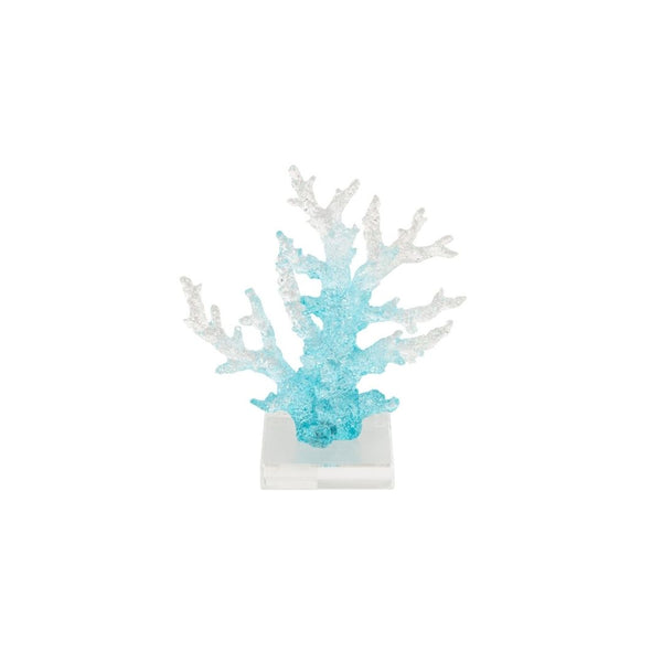Escultura Decorativa de Coral en Vidrio Azul
