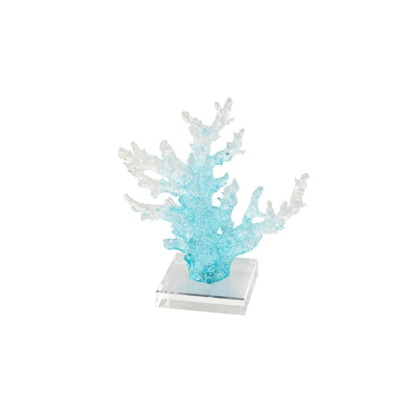 Escultura Decorativa de Coral en Vidrio Azul