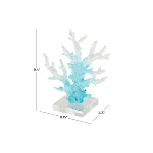 Escultura Decorativa de Coral en Vidrio Azul