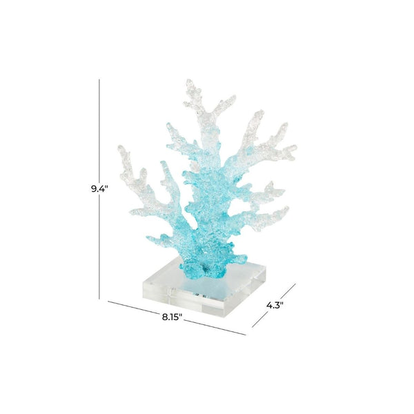 Escultura Decorativa de Coral en Vidrio Azul
