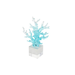 Escultura Decorativa de Coral en Vidrio Azul