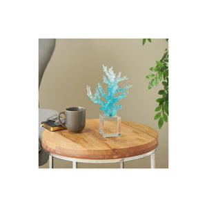 Escultura Decorativa de Coral en Vidrio Azul