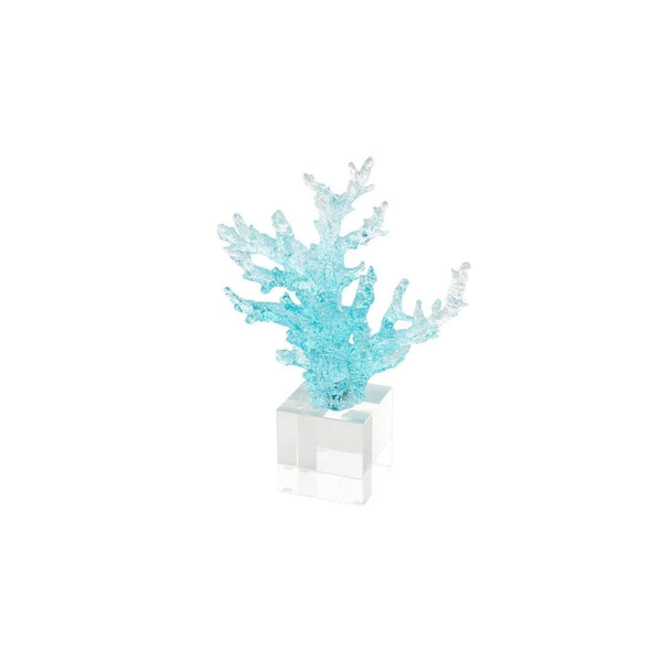 Escultura Decorativa de Coral en Vidrio Azul