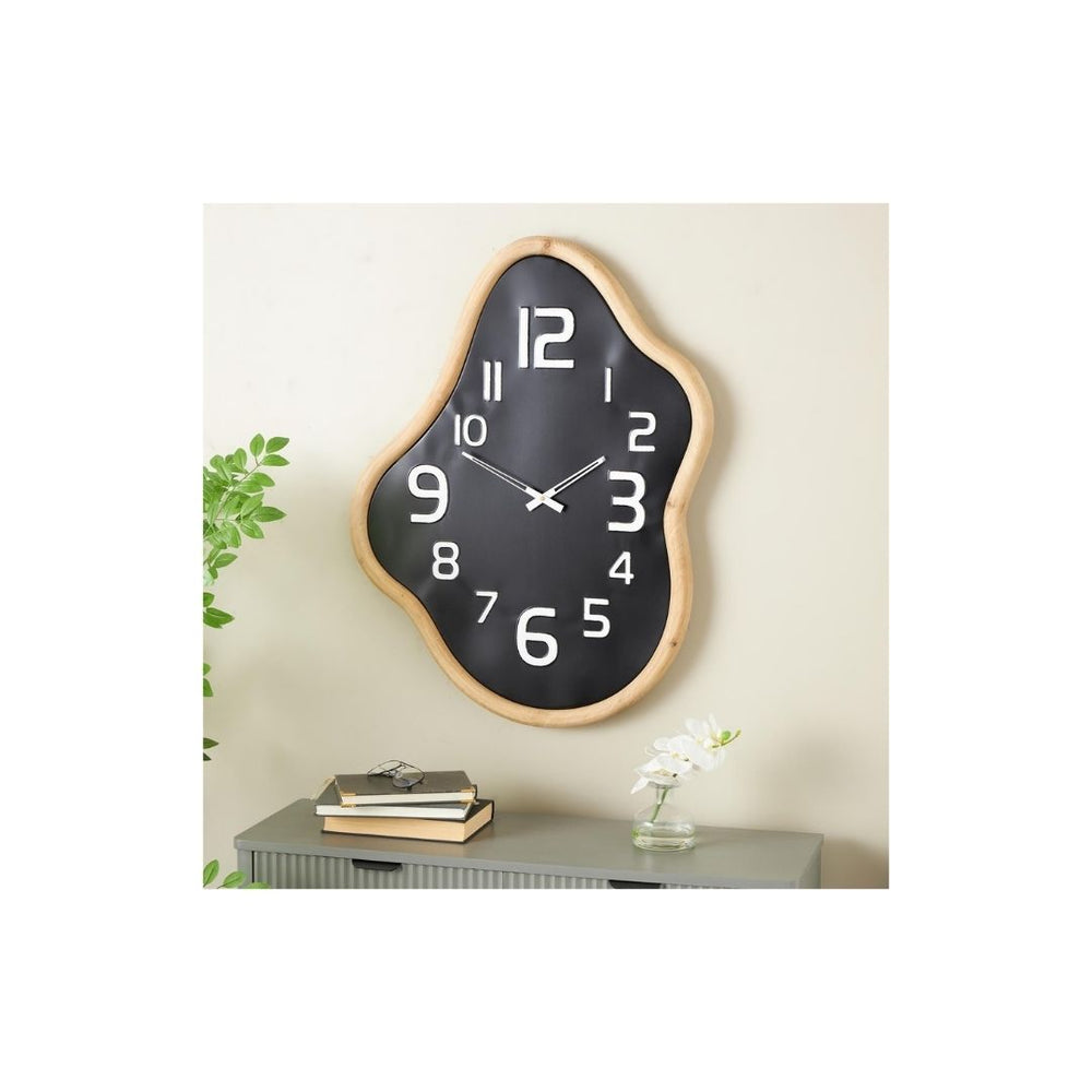 Reloj de Pared Decorativo Ondulado Negro y Marrón