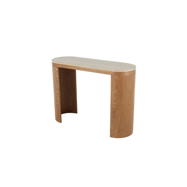 Consola Curva de Madera con Tope de Mármol Beige