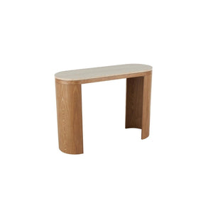 Consola Curva de Madera con Tope de Mármol Beige