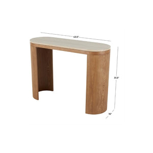 Consola Curva de Madera con Tope de Mármol Beige