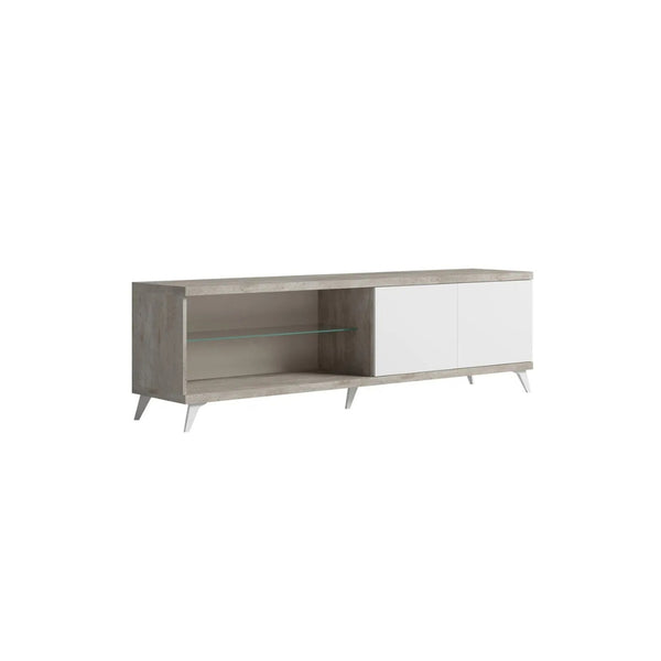 Mesa de TV blanco brillante y stone effect