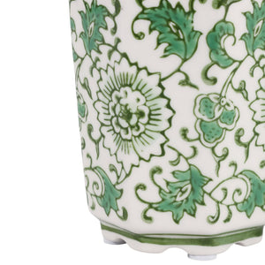 Vela aromática chinoiserie acanalada verde y blanco – 7 oz