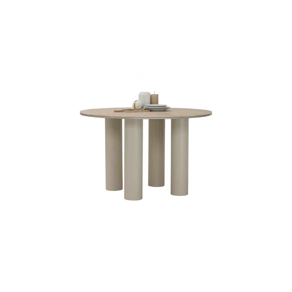 Mesa de comedor Hiri redonda con acabado beige marble