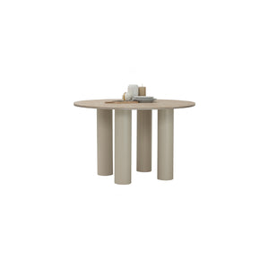 Mesa de comedor Hiri redonda con acabado beige marble