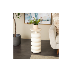 Mesa Auxiliar Escultural con Tope de Mármol Beige