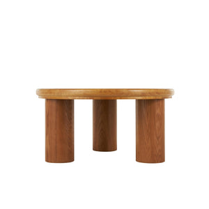 Mesa de centro redonda en madera con tope negro – 32"