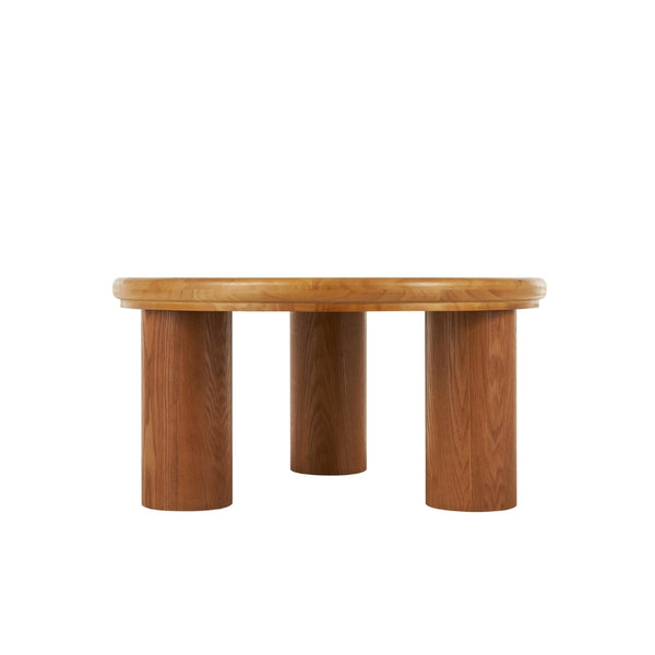 Mesa de centro redonda en madera con tope negro – 32"
