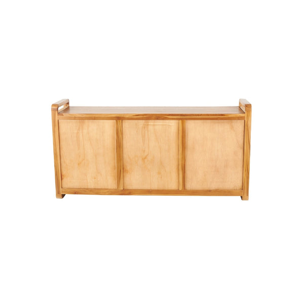 Gabinete de almacenamiento en teca con puertas de ratán – 3 puertas