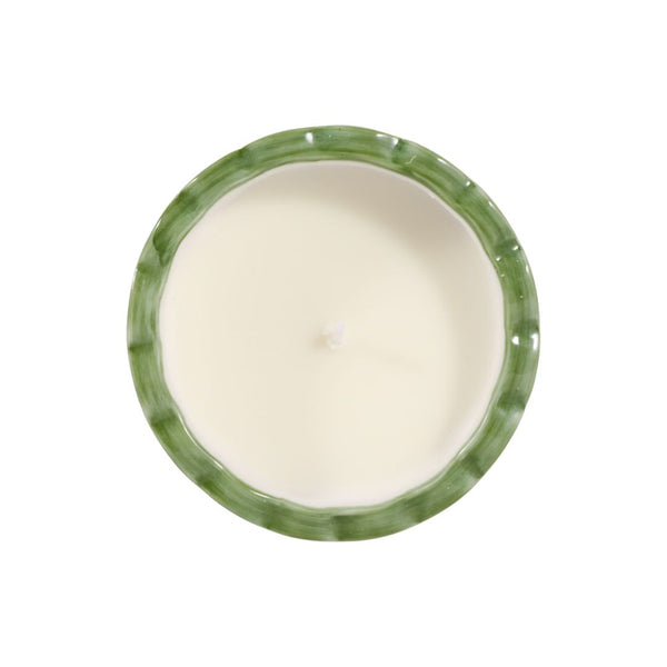 Vela aromática chinoiserie acanalada verde y blanco – 7 oz