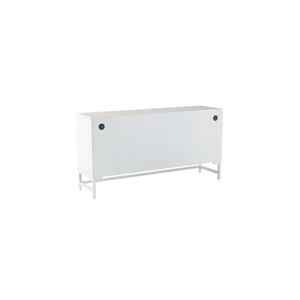Credenza Blanca de 4 Puertas con Detalles Tejidos