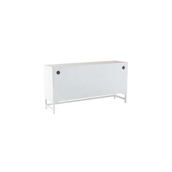 Credenza Blanca de 4 Puertas con Detalles Tejidos