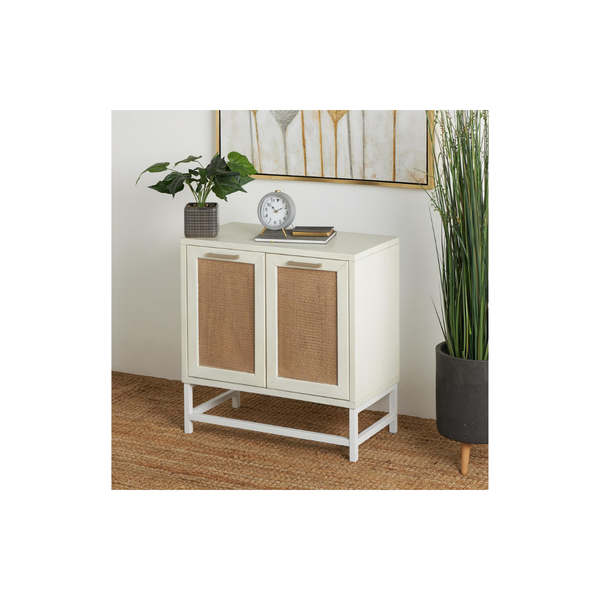 Gabinete Blanco de 2 Puertas con Detalles Tejidos