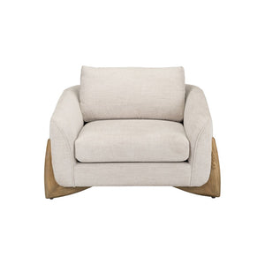 Butaca Tapizada con Base de Madera en Beige