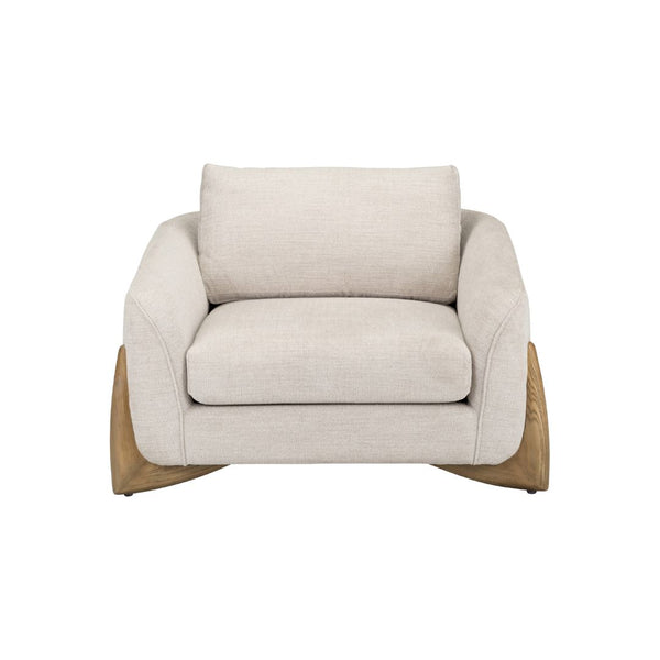 Butaca Tapizada con Base de Madera en Beige