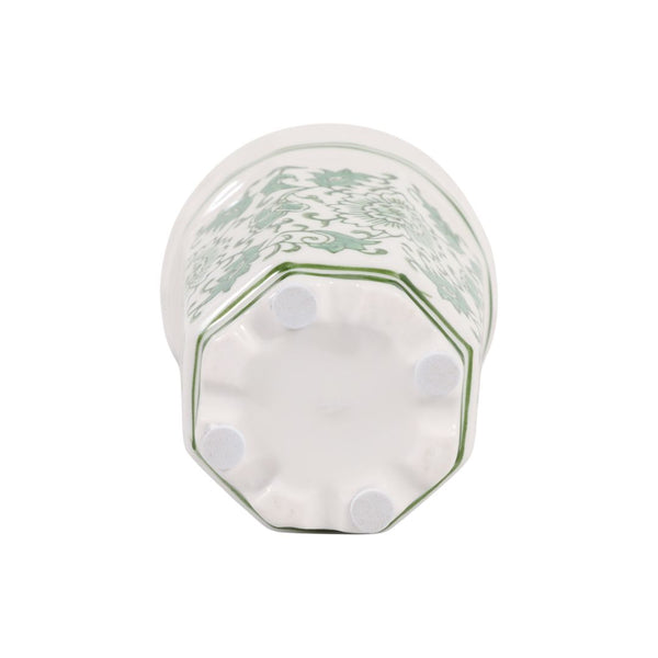 Vela aromática chinoiserie acanalada verde y blanco – 7 oz