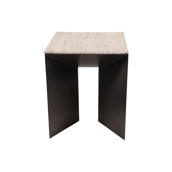 Mesa auxiliar “Besancon” 25″ — Metal y Travertino