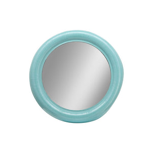 Espejo decorativo redondo de metal color turquesa – 36"