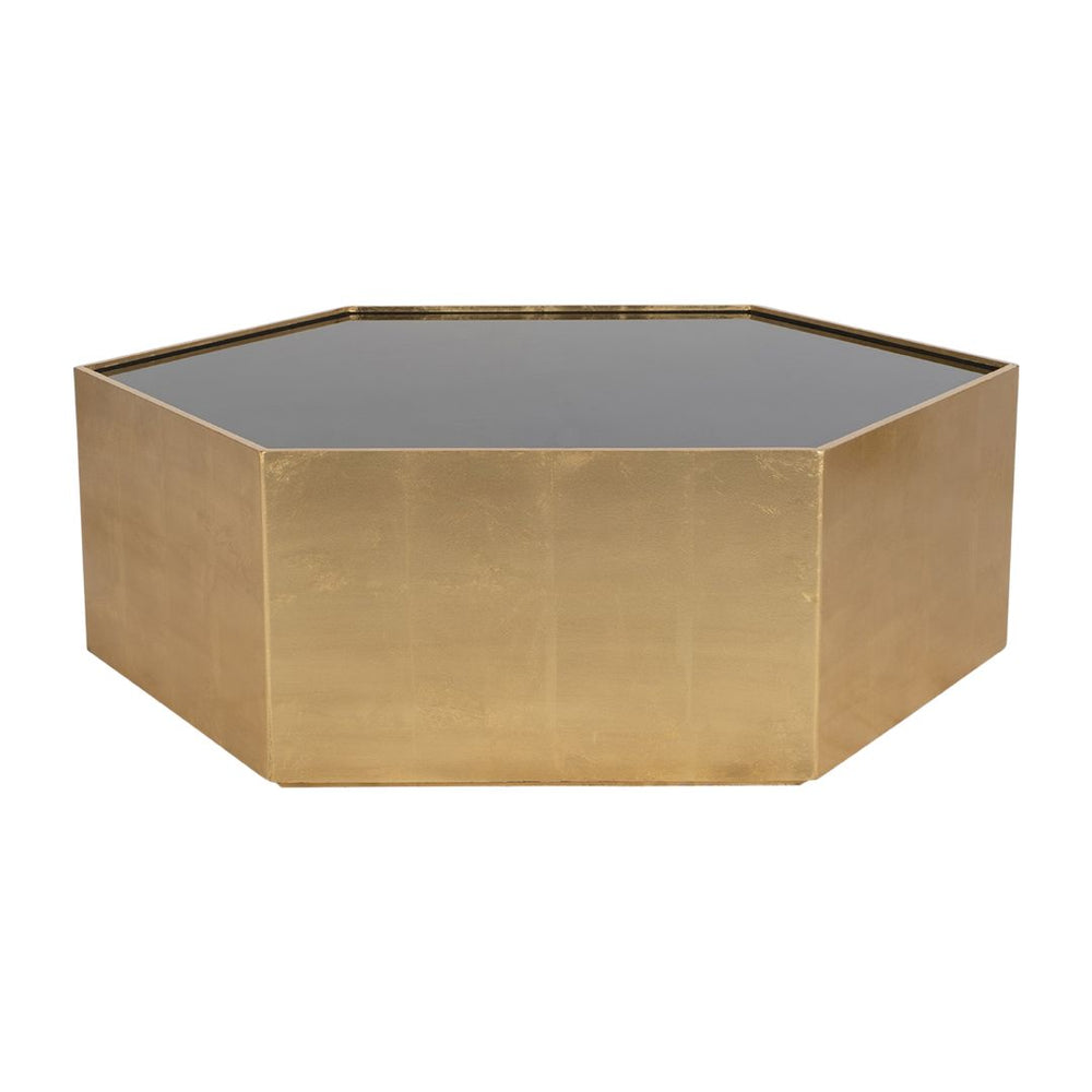 Mesa de centro madera con vidrio negro