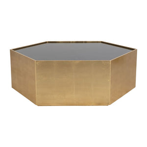 Mesa de centro madera con vidrio negro