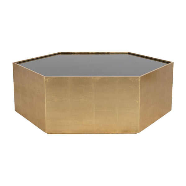Mesa de centro madera con vidrio negro