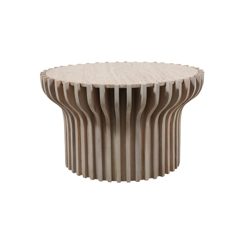 Mesa de centro Grenoble de madera y travertino