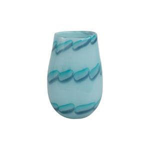 Jarrón decorativo de vidrio con patrón de cuentas color azul