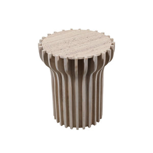 Mesa auxiliar Grenoble de madera y travertino — 25″ / Accent Table
