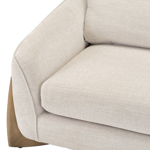 Butaca Tapizada con Base de Madera en Beige