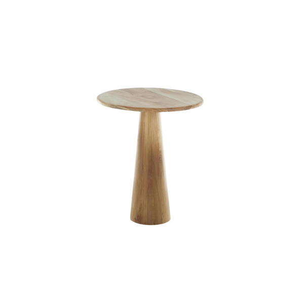 Mesa auxiliar pedestal grande en madera natural