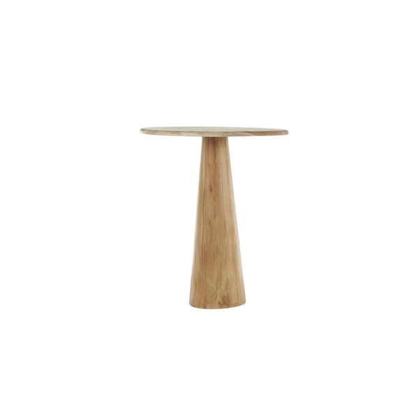 Mesa auxiliar pedestal grande en madera natural