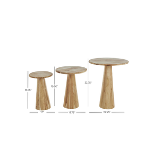 Mesa auxiliar pedestal grande en madera natural