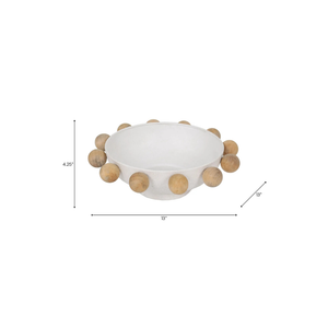 Bowl Large Wooden Knobs White