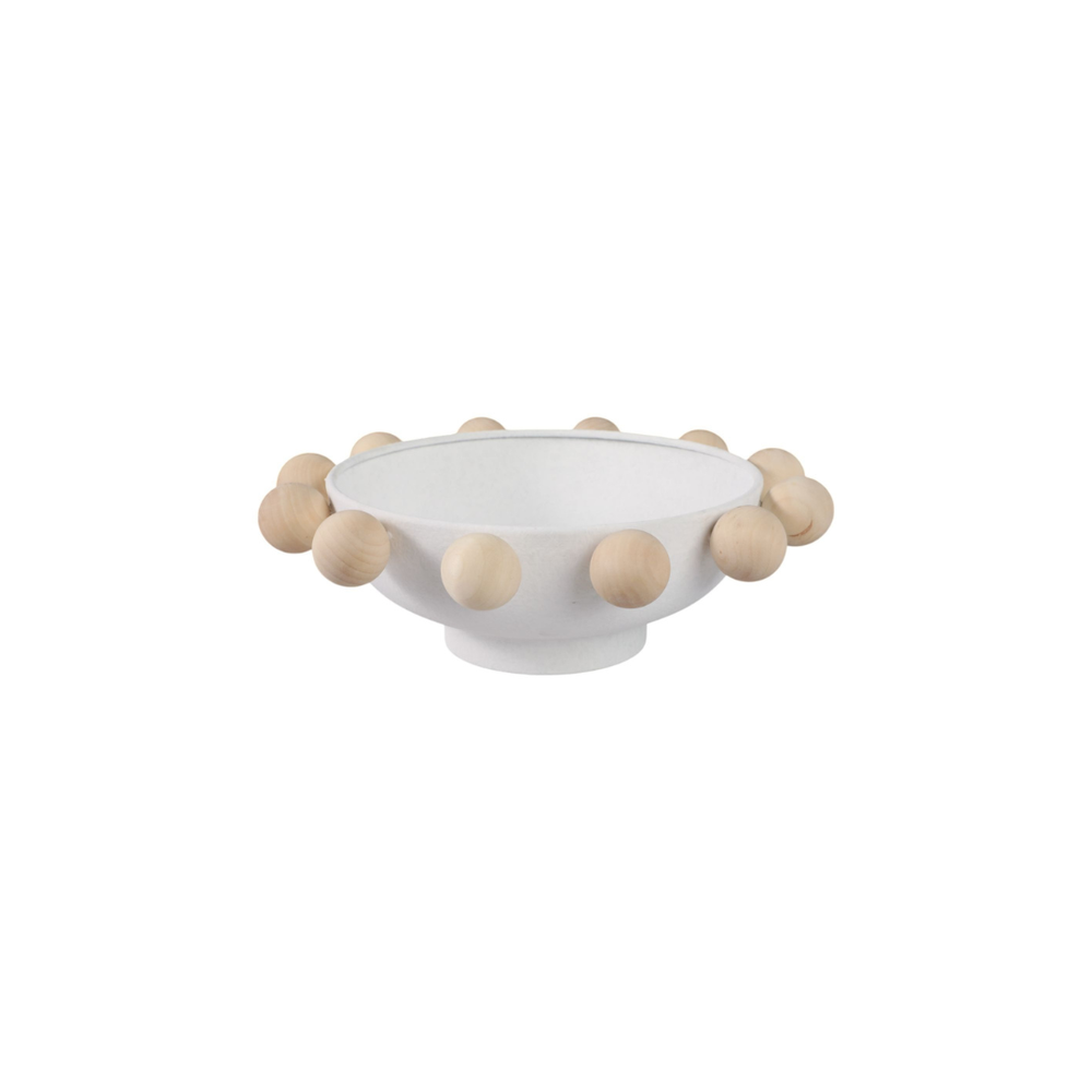 Bowl Large Wooden Knobs White