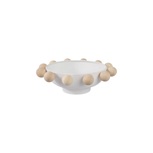 Bowl Large Wooden Knobs White