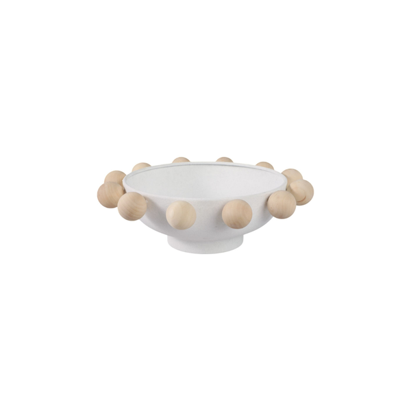 Bowl Large Wooden Knobs White
